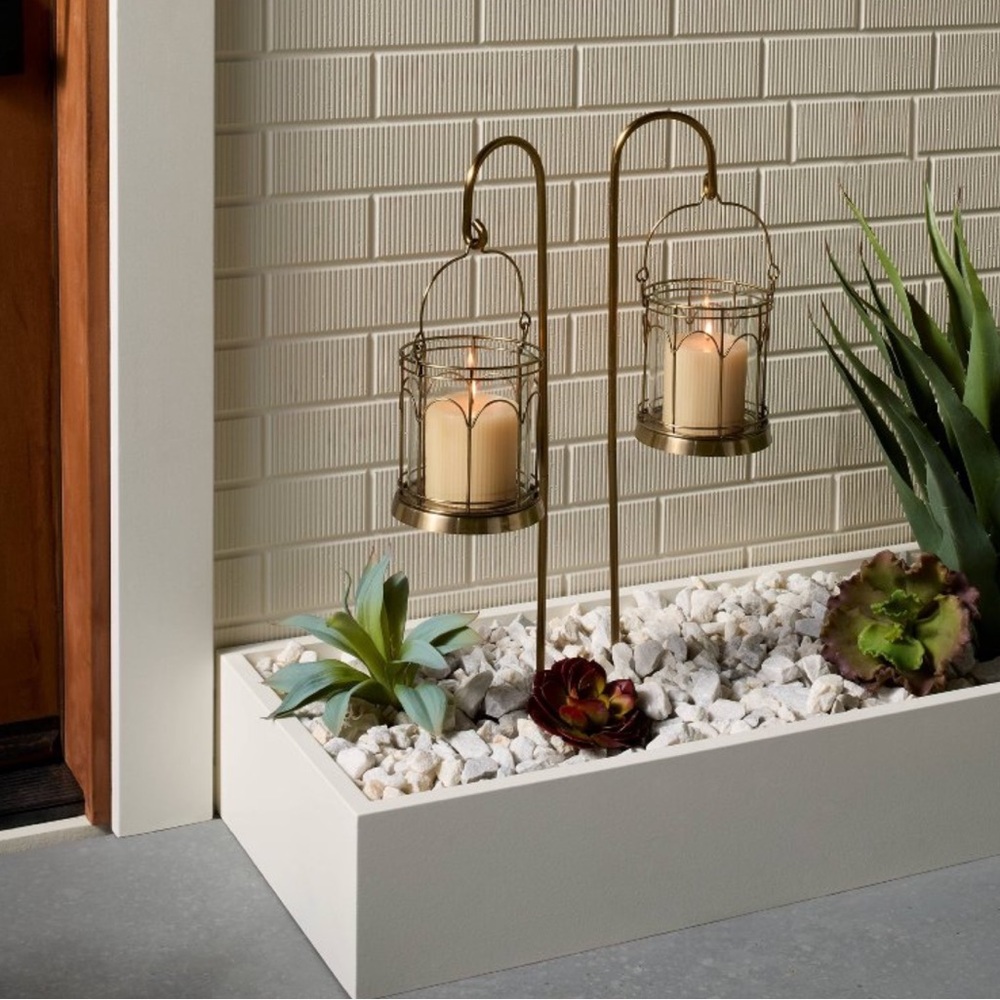 Hearth & Hand Magnolia 2ct Outdoor Stake LED Candle Lantern Antique Brass Finish